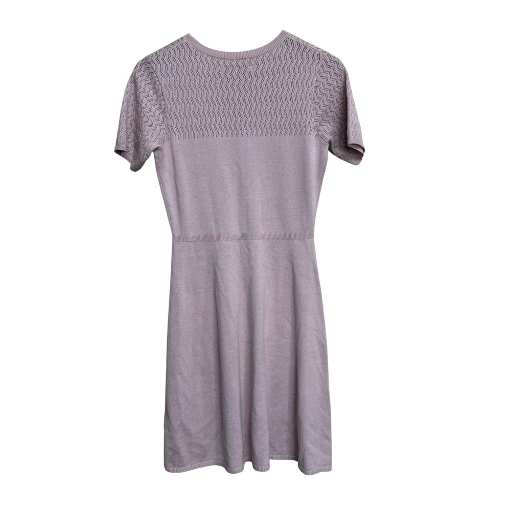 Julia Jordan Fit and Flare Sweater Dress Lavender Pink Pointelle Knit Size 2 - Picture 3 of 6